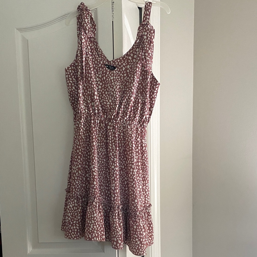 Shein Mauve Polka Dot Tiered Mini Sundress
